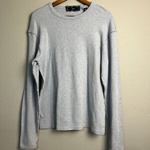 GAP Mens Y2K Long Sleeve Heather Gray Crew Neck‎ T-Shirt Cotton Blend Size L